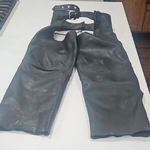 Black Leather Chaps Sz XL Vintage